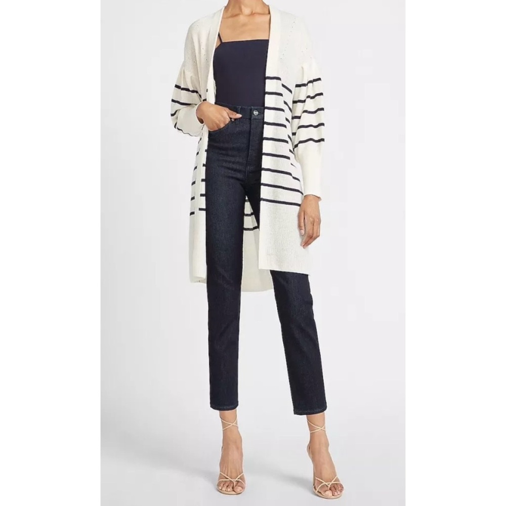 Express Striped Balloon Sleeve Long Cardigan Sweater Size Extra Small